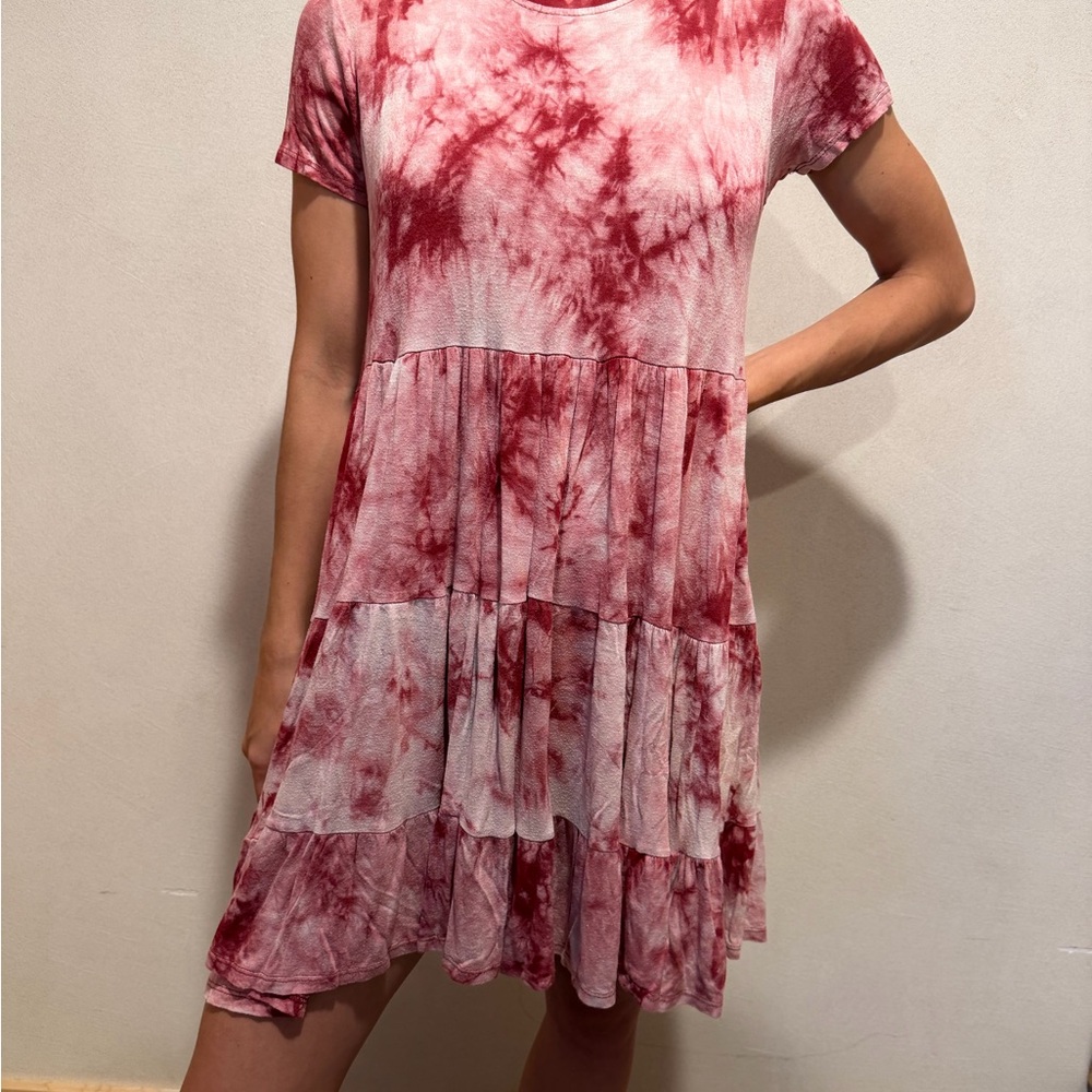 Cotton Emporium Pink Tie-Dye Mini Dress